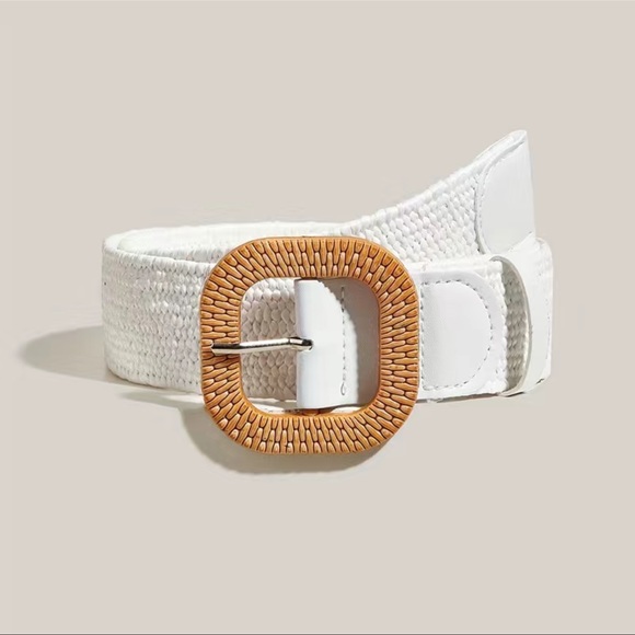 Bohemian Style’ White Straw Belt. NWT - Picture 2 of 9